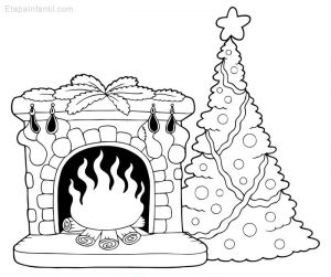 Dibujos-colorear-navidad-Arbol-chimenea