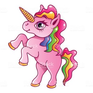 Cartoon unicorn isolated on white vector illustration