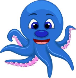cute blue octopus cartoon