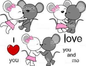 lovely cute animals couple kissing cartoon love valentine set in vector format