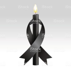 Black ribbon & Black candles mourning.