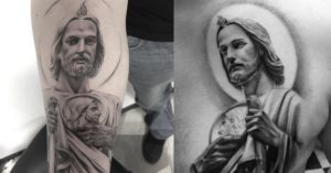 Tatuajes san Judas Tadeo espalda
