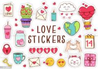 set of isolated love stickers